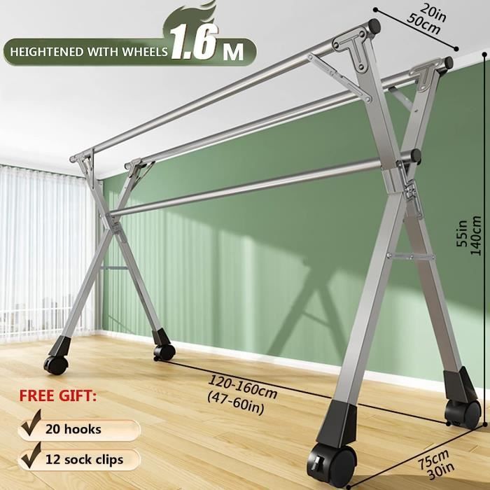 Barre Extensible Étendoir à Linge Portable Pliable De 13 à 28 Pouces Pour Voyage, Séchoir à Linge Rétractable, Camping Et Maison, Support De Sol Pliable Et Porte-Manteau Rétractable Séchoir De Porte