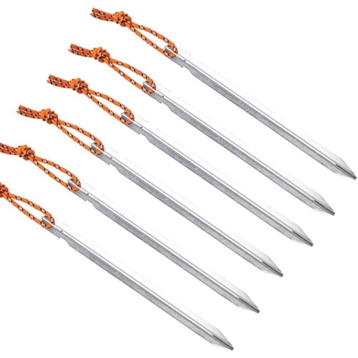 20 Piquets De Tente En Alu Ultra-légers – Solides, Anti-rouille, Avec Cordon De Serrage – Parfaits Pour Le Camping, Rando, Jardin
