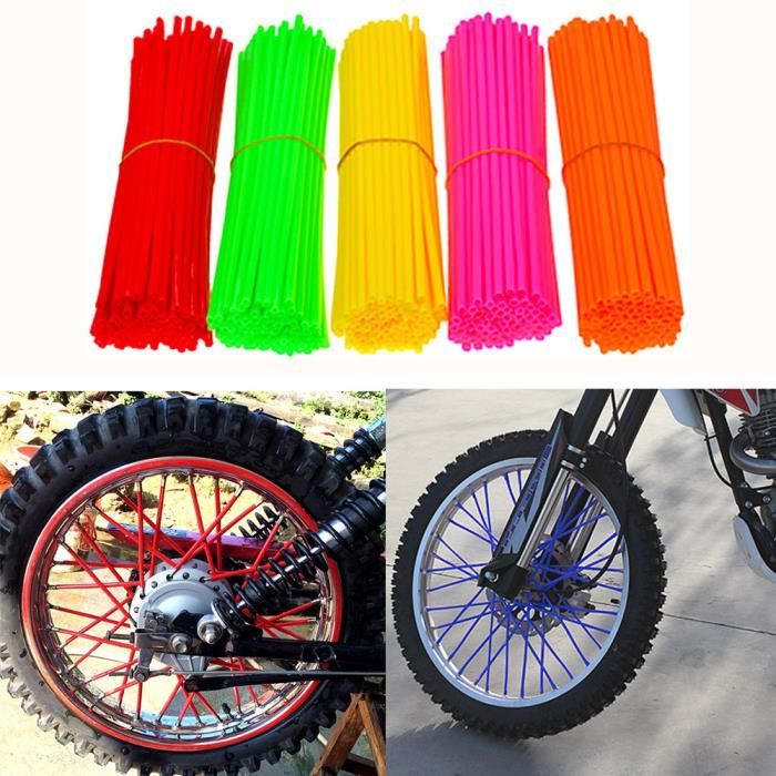Protege rayons de roue de velo 24CM Motocross colore couvre jantes peaux 24cm noir Cdiscount Sport