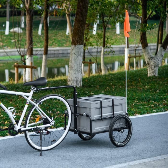 Remorque chariot a velo avec coffre de rangement amovible pliable 65L Cdiscount Sport