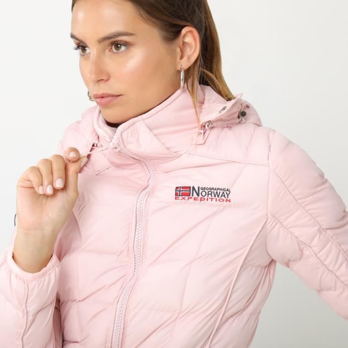 Doudoune fine pour femme GEOGRAPHICAL NORWAY BERECHITE SHORT Rose Fermeture eclair Rose Cdiscount Pret a Porter