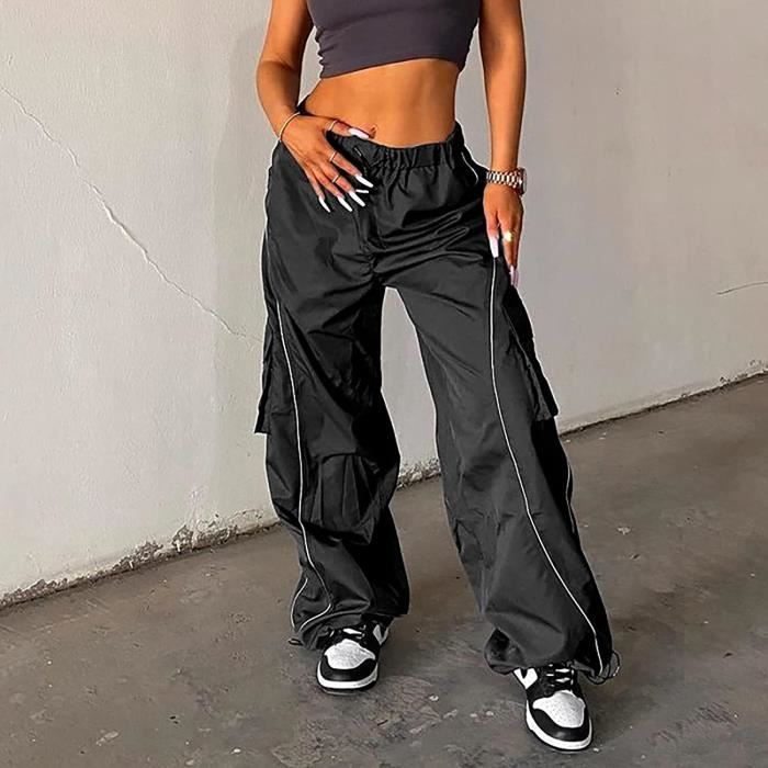 Pantalon cargo ample pour femme Taille basse Jambe large Hip