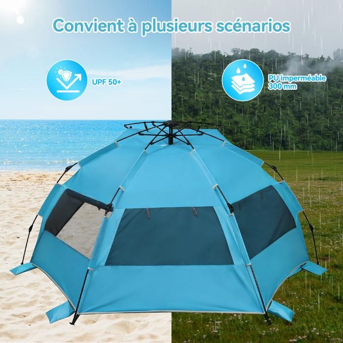 Tente De Plage Pop-up – Auvent Pare-soleil UV, Toile Oxford, Pliable (70x50x45cm / 80x50x55cm)