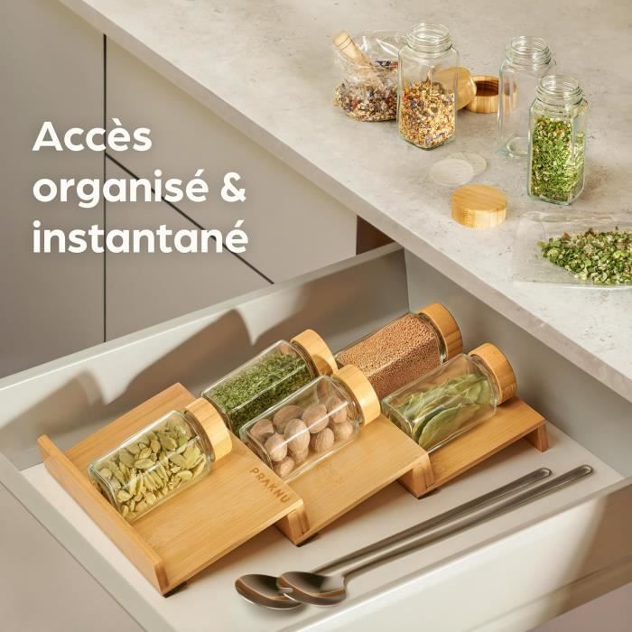 Boutihao Étagère à Épices Pour Tiroirs Extensible De 4 Niveaux Range