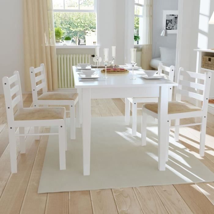 Lot de 4 Chaises de salle à Manger Blanc - Chaise Scandinave - Chaise Bois  - Cdiscount Maison