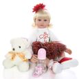 RUMOCOVO® Reborn poupée 60 cm Silicone doux réaliste princesse poupée avec cheveux blonds filles cadeau de noël bambin jouets-2