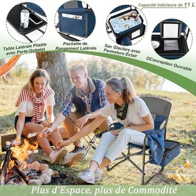 GOPLUS Chaise De Camping Pliante, Fauteuil Camping Extérieur Avec Auvent, Porte-gobelets Et Sac De Transport, Idéal Pour Plage, Pêche, Barbecue, Pique -Nique, Charge 150 KG (Rouge, 97x67x134cm