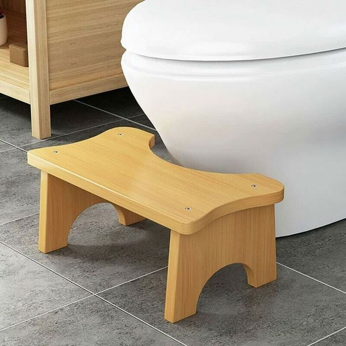 Tabouret Toilette Pliable Hauteur Réglable - Repose Pieds WC Ergonomique Bambou