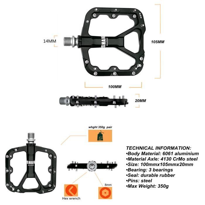 ZAGATO or Pedales De Velo De Montagne Ultralegeres Pieds Plats Alliage D aluminium Cnc 3 Roulements Scel Cdiscount Sport