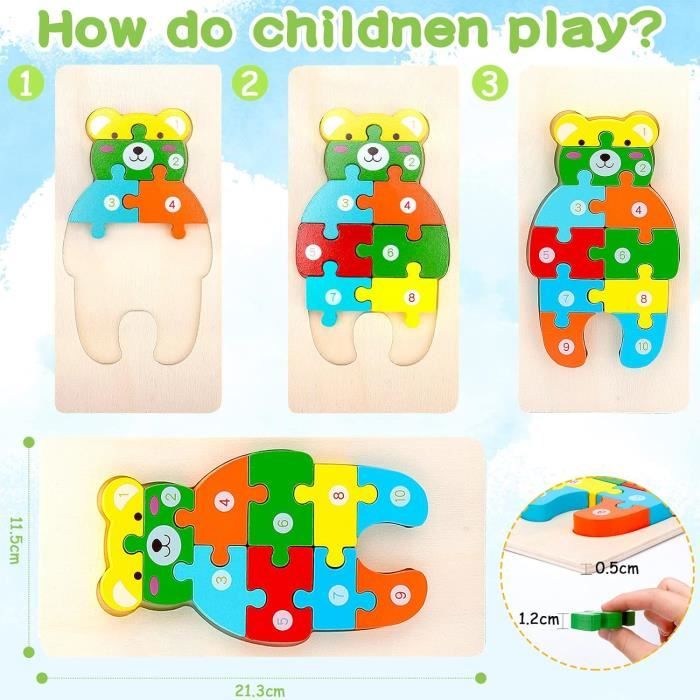 Puzzles en Bois Enfant, 6 en 1 3D Puzzle Cube Animaux en Bois Enfant, Jouet  pour 1 2 3 Ans, Jeux Éducatif Préscolaire pour Garçon - Cdiscount Jeux -  Jouets