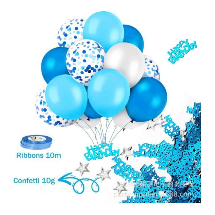 Déco Anniversaire 18 Ans - 57 Pièces Bleues (Ballons, Guirlande) - B661 NEUF