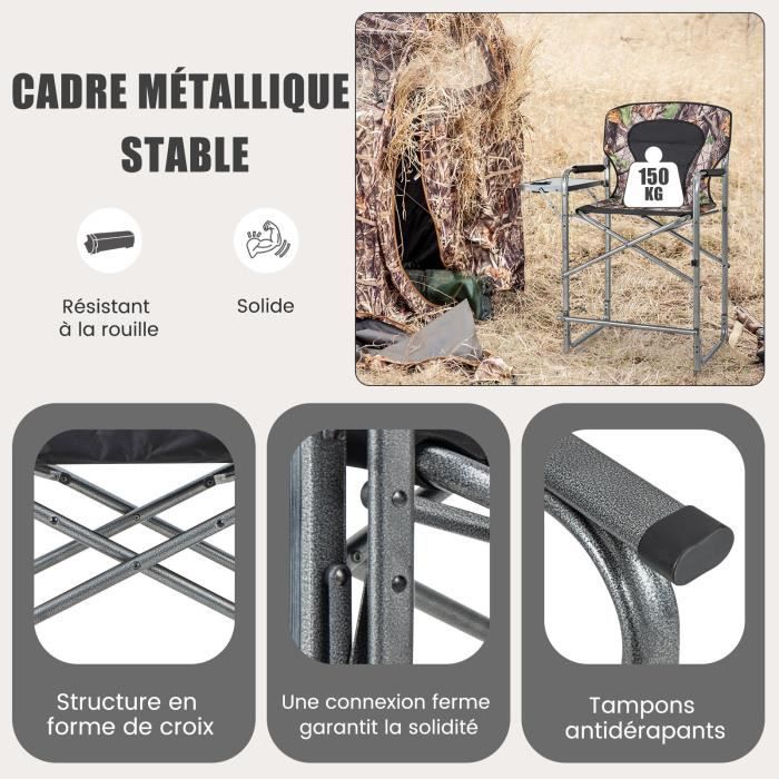 Chaise Pliante Hamac De Camping COSTWAY - Dossier Réglable 90-150°, Largeur 95 Cm, Porte-gobelet - Charge 150 Kg