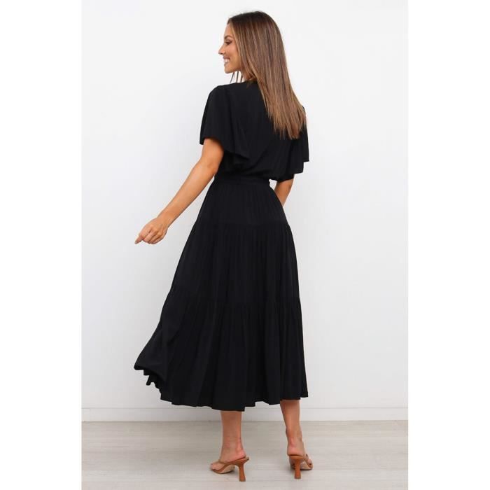 Robe noir mi longue manche longue discount