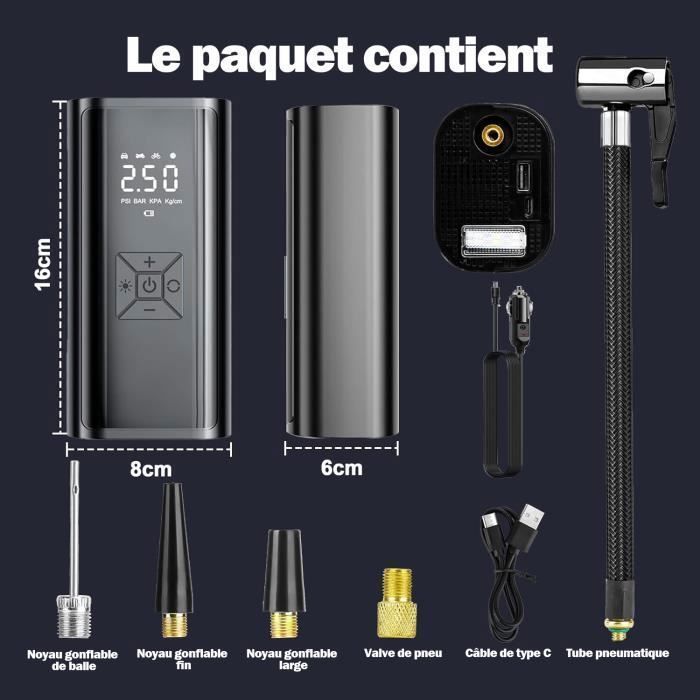 Compresseur d'air Rechargeable sans fil 120W, pompe à Air Portable
