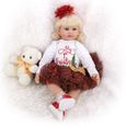 RUMOCOVO® Reborn poupée 60 cm Silicone doux réaliste princesse poupée avec cheveux blonds filles cadeau de noël bambin jouets-3