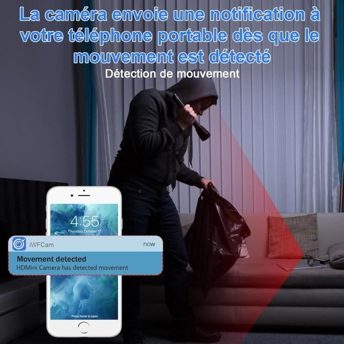 Caméra Espion Mini HD 1080P - Sans Fil, Détection De Mouvement, Avec Aimant Et Miroir, Pour Surveillance Intérieure/extérieure - 2