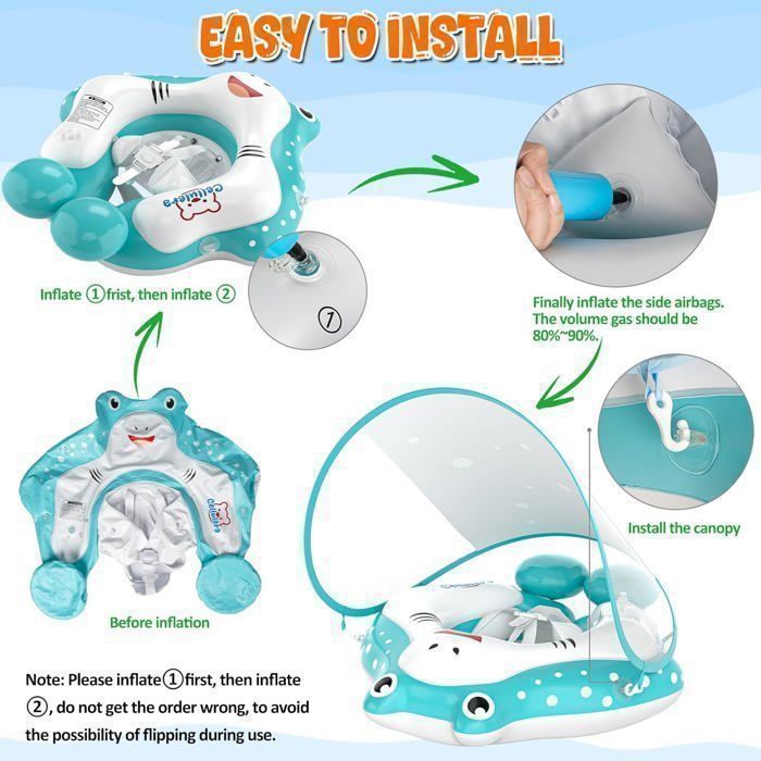 BNEHHOV Bouee Bebe avec Auvent UPF 50+ Améliorez Bouée Bébé Piscine Empêcher Le retournement Flotteur de Piscine pour Tout-Petits pour 6 à 36 Mois (Rose) | Votre wishlist sur
