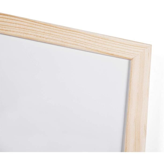 Tableau magnétique blanc pour écrire avec bord couleur bois et biseau blanc  – La Cadrerie Wavre