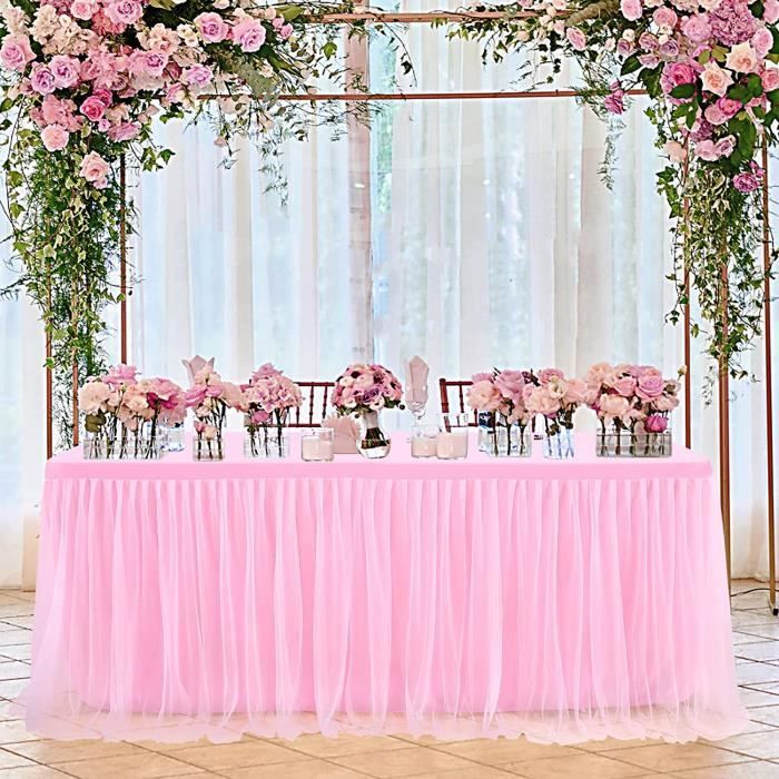 Jupe De Table En Tulle De Fete Rose 183 76 76Cm Nappe De Jupes De Tables Tutu Pour Anniversaire Mariage Bapteme Fete Pren O508 Cdiscount Maison