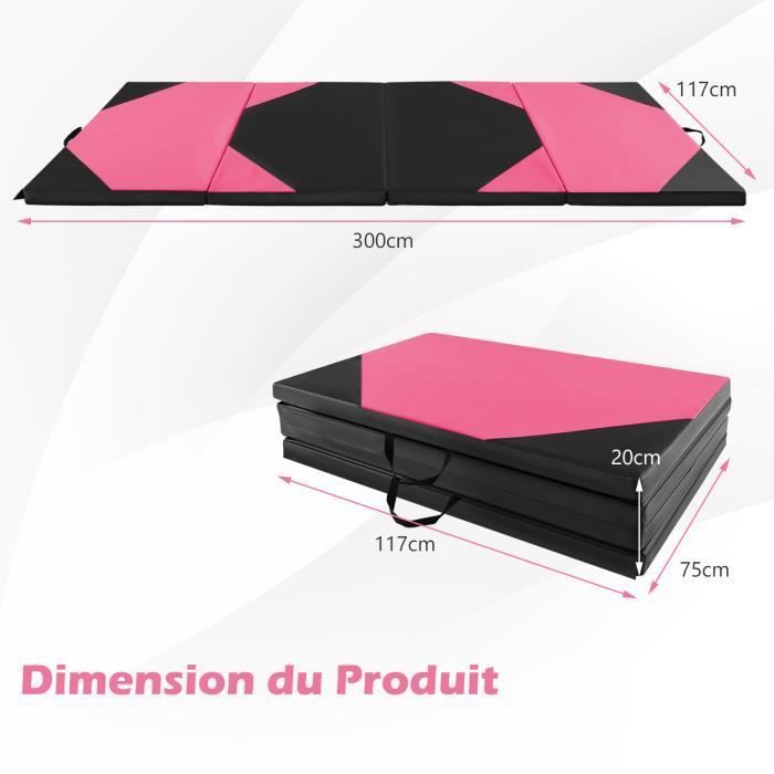 Tapis De Gym Pliable 4 Panneaux 300 X 117 Cm – Épaisseur 5 Cm, Surface PU, Fermeture Auto-agrippante, Pour Yoga Arts Martiaux - 8