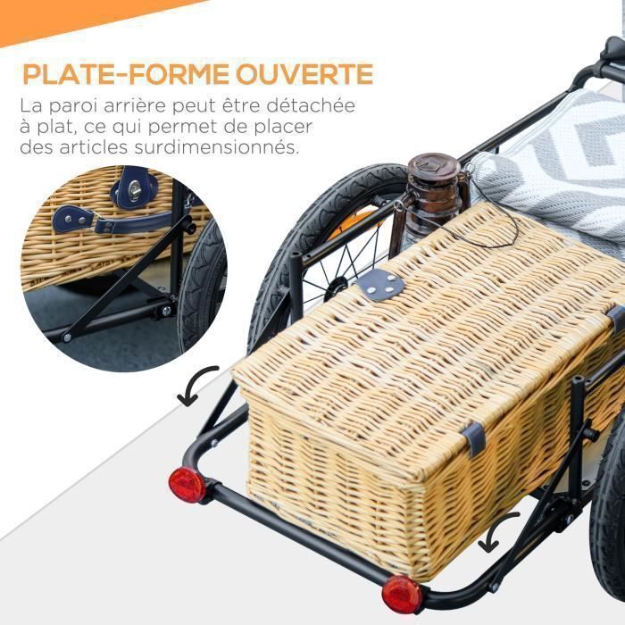 Remorque chariot a velo avec coffre de rangement amovible pliable 65L Cdiscount Sport