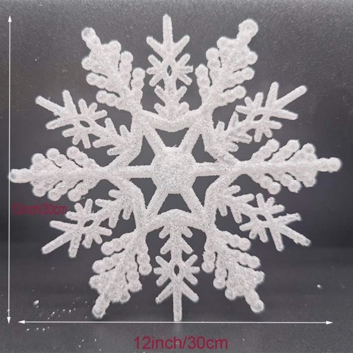 35 Décorations Sapin De Noël Flocons De Neige - 10 Cm - Plastique Blanc - Avec Cordon Pour Suspendre