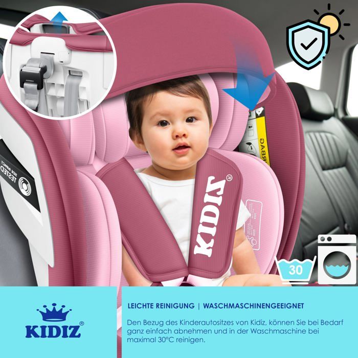 Rehausseur Auto Enfant Pliable Et Portable - Siège Sans Dossier, Léger, Universel - Taille Grande, Rose