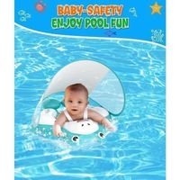 Auniq Bouée Bébé Avec Auvent – Siège Piscine Gonflable Pour 6-36 Mois, Double Sécurité, Pompe Et Sac Inclus