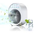 Mini Climatiseur Portable Sans Évacuation, Ventilateur Silencieux Chambre, Clim Mobile Rechargeable USB Petit Humidificateur(Blanc)