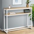Console Detroit Style Industriel Bois & Métal Blanc – Meuble D’Entrée, Salon Ou Chambre L.80 Cm
