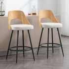 WAHSON OFFICE CHAIRS Wahson Tabourets de Bar Lot de 2 Chaises de Bar avec Dossier et Métal Pieds, Tabouret de Cuisine Design en Lin et Bois, Beige