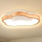 WOTTES Plafonnier LED En Bois Rond - Ø40*7.5CM - Blanc Chaud - Plafonnier nuage en bois Design - Pour Salon Cuisine Salle de bains