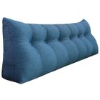 VERCART Coussin de Lecture Compensé pour Tête de Lit, Oreiller de Soutien Lombaire de Dossier, Lin Bleu 180CM