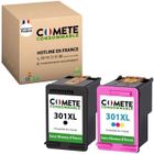 301XL Fabriqué en France - 2 Cartouches d'encre compatibles HP 301 XL sans affichage du niveau d'encre - COMETE CONSOMMABLE