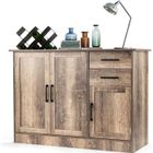 GOPLUS Buffet de Cuisine à 3 Portes avec 2 Tiroirs-Meuble de Rangement avec 1 Étagère Réglable-Style Moderne-110x40x70CM Vintage