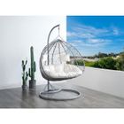 VENTE-UNIQUE Fauteuil suspendu 2 places en résine tressée - Gris avec coussins blancs - CAYAMBE de MYLIA