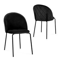 KARINNE - Lot de 2 chaises en velours noir et pieds noirs