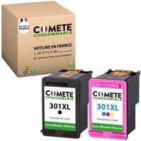 301XL Fabriqué en France - 2 Cartouches d'encre compatibles HP 301 XL sans affichage du niveau d'encre - COMETE CONSOMMABLE