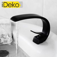 Mitigeur lavabo IDEKO - Moderne Noir & Flexible - Mitigeur réglable (Froid/Chaud) - Fixation verticale