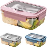 Boite Isotherme Inox, 3 Compartiments, Set Utile Avec Cuillère, Baguettes, Bol A Soupe, Pour Bureau, Ecole, Camping, Adultes