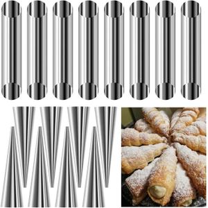 Moules Cannoli En Acier Inoxydable MKNZOME - Lot 16 Pièces Pâtisserie