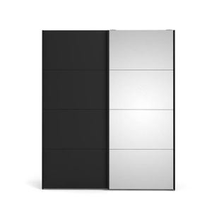 ARMOIRE DE CHAMBRE Veto Armoire à portes coulissantes B183 cm 1 porte et 1 porte miroir, noir mat.