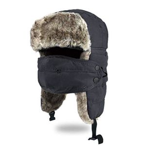 les sports dhiver en fourrure la neige Chaud protection contre le vent la chasse Chapeau de trappeur dhiver pour homme le cyclisme thermique le ski avec rabat pour les oreilles