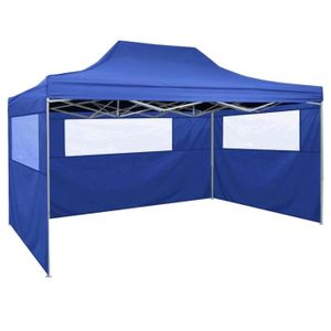 Tente de réception Pliable avec 3 parois 3x4 m Acier Bleu Festnight Tonnelle Pliante imperméable 