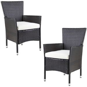FAUTEUIL JARDIN  Set de 2 chaises de jardin en polyrotin 88 x 59 x 59 cm brun Fauteuils avec coussins 7 cm Mobilier de jardin extérieur