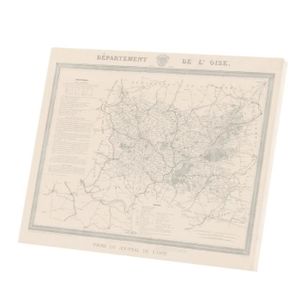 OBJET DÉCORATION MURALE Tableau Décoratif  60 Oise Beauvais Département Carte Ancienne France Région (38 cm x 30 cm)