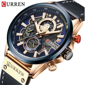 MONTRE Montre Homme - hommes montres de sport analogique marque de luxe Date horloge à Quartz bleu montre pour hommes