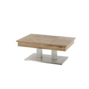 TABLE BASSE Table basse DORA plateau chêne relevable piétement acier brosse natural Metal Inside75