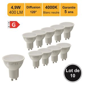 AMPOULE - LED Lot de 10 ampoules LED GU10 4.9W 400Lm 4000K - garantie 5 ans