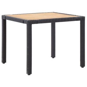 Ensemble table et chaise de jardin Meubles de Jardin en Résine tressée, Mobilier à dîner de jardin 4xchaise avec table, Couleur noir et bois clair F15